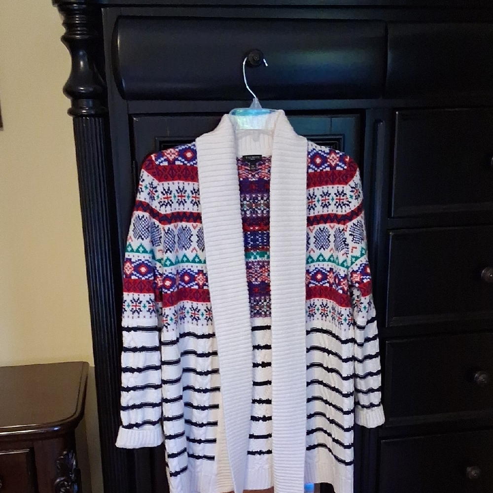 Talbots Large Petite Winter Patterned Cardigan Sw… - image 1